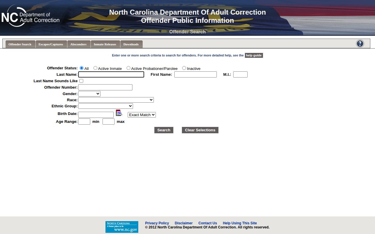 NC DAC offender search for Alleghany County released inmate records
