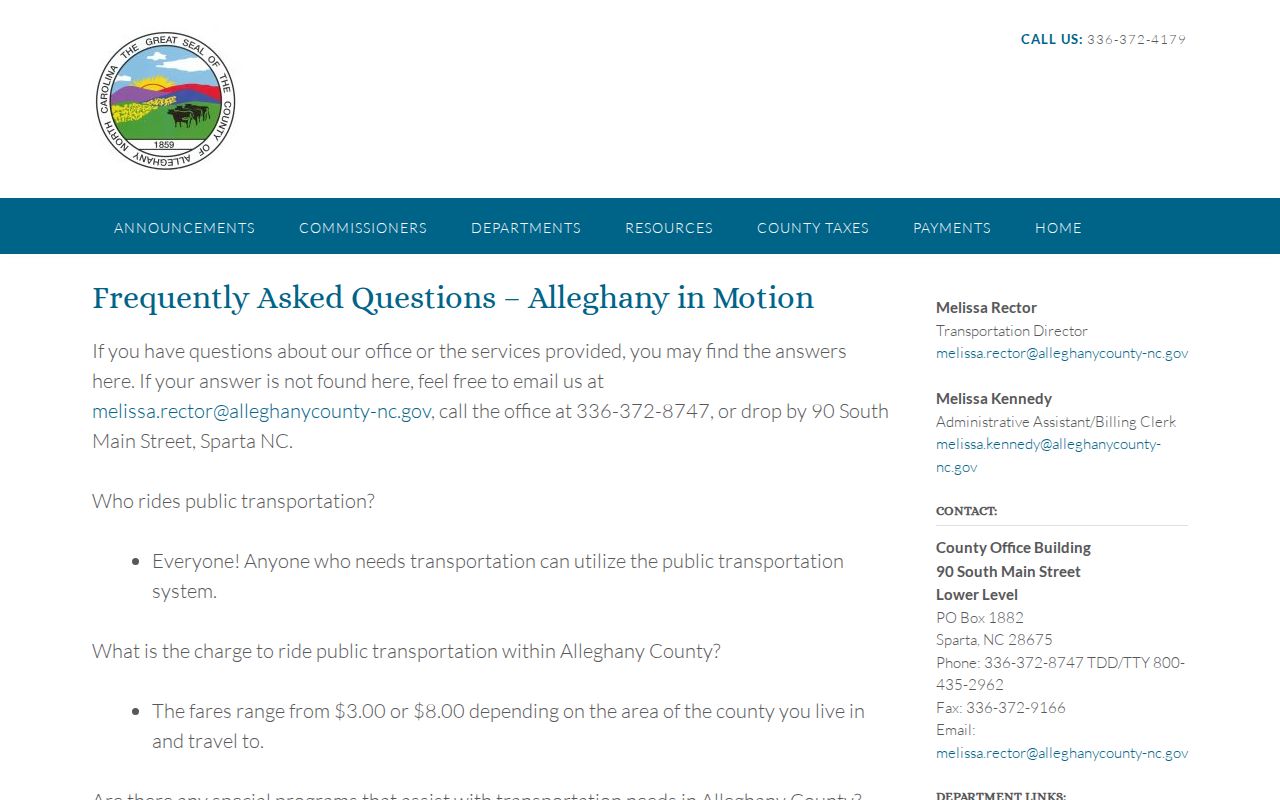 Alleghany in Motion transportation FAQ