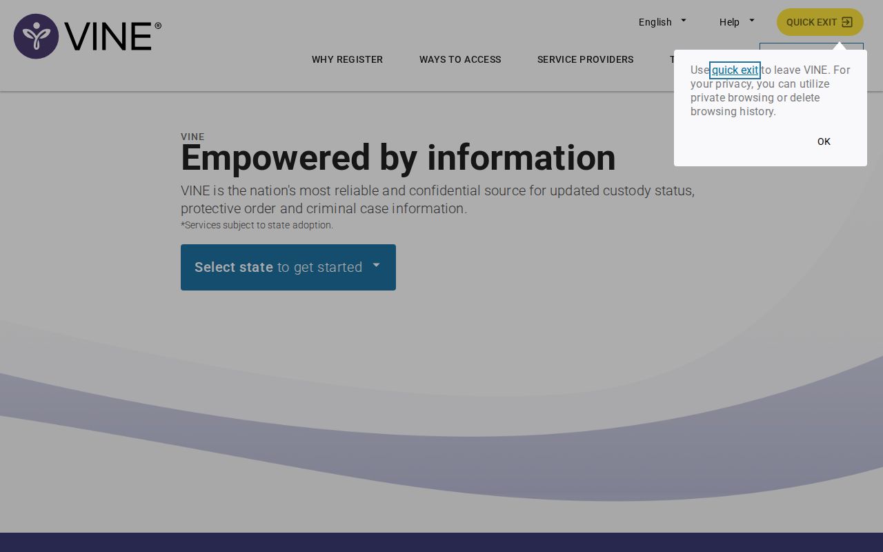VINELink person search interface used for North Carolina custody checks